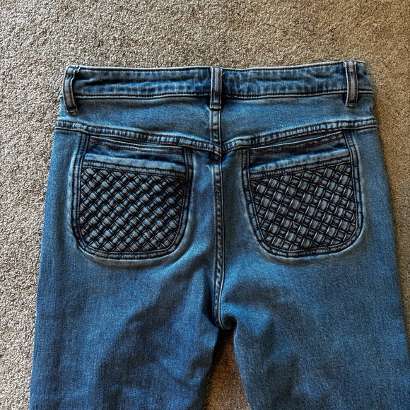 Free People Straight Leg Jeans With Woven Braided Weave Pockets - Picture 4 of 12